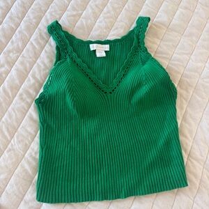 House of Harlow green knit crochet tank top Size M boho cottagecore